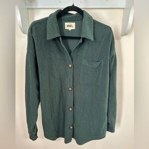 Madewell Deep Green Button-Front Fleece Shirt